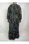 Women's Black Green Mustard Crew Neck Long Sleeve Sleeve Ankles Elastic Ruffled Hem Mother Dress - 3