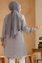Ruffle Detailed Grey Hijab Tunic 6682Gr - 3