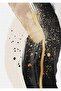 WONDROUS BLACK-GOLD-GRAY ABSTRACT PATTERNED COMBINATION TEMPERED FRAMED GLASS TABLE 2-PIECE VERTICAL - 3