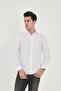 White-Slim Fit Cotton Linen Texture Men's Shirt - 4