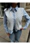 Women's Blue Lace Front Shirt