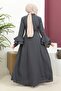 Valon Sleeved Robe - Anthracite - 3