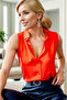 Women's Red Sleeveless Viscose Shirt with Buttons - 3