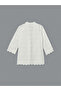 Lcw Dream White Shawl Collar Openwork Women's Dressing Gown - 6
