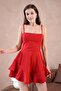 Atlas Fabric Thin Suspender Skirt Fold Flared Cutout Princess Model Strapless Neckline Red Dress 102 - 6