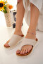Women's Orthopedic Soft Sole Flip-Flop Anatomical Slippers Ald1000-0200 White White Beige - 6