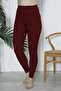 Women's High Waist Slimming Leggings Camisole Ribbed Polyester Claret Red - 2