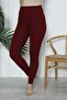 Women's High Waist Slimming Leggings Camisole Ribbed Polyester Claret Red - 4