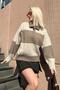 Mink Buttoned Polo Neck Striped Women's Sweater Mg2286 - 5
