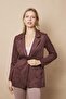 Women's Lightweight Stretch Fabric Suede Fabric Pocket Detailed Buttoned Stylish Blazer Lightweight Long Jacket-Brown - 3