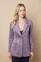 Women's Lightweight Stretch Fabric Suede Fabric Pocket Detailed Buttoned Stylish Blazer Lightweight Long Jacket-Grey - 2