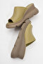 Adeni Women's Genuine Leather Wedge Heel Slippers Green - 8