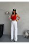 Gabardine Pants Wide-Leg Fit High Waist with Cargo Pockets