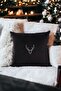 Christmas Themed White Deer Embroidery Detailed Decorative Throw Pillow Cover - Black - 2