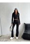 Women's Zippered Finger Detail Leggings Crop Modal Fabric Sports Suit New Season - 5