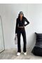 Women's Zippered Finger Detail Leggings Crop Modal Fabric Sports Suit New Season - 2