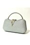 Women's Evening Big Stone Look Silver Shiny Chain Wedding Night Party Bag - 5