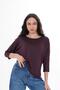Crew Neck Elbow Sleeve Loose Blouse 260020 - 270005 - 4