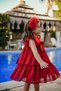 Girl's Evening Dress with Crown Accessory, Shoulder Ruffle Detail, Glitter and Bow, Girl's Birthday and Party Dress E - 3