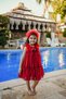 Girl's Evening Dress with Crown Accessory, Shoulder Ruffle Detail, Glitter and Bow, Girl's Birthday and Party Dress E - 2