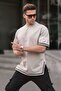Dyed Gray Crew Neck Striped T-Shirt 6097