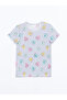 Lila Crew Neck Printed Girls' Pajama Set with Shorts - 2