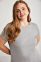 Mayra Women's Slim Fit Slim Fit Crew Neck Basic Gray Plus Size T-Shirt - 4