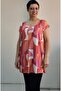 Low Sleeve Combed Cotton Viscose T-Shirt with Pink and White Orange Print Whole Size - 5