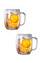 2 Pieces 250 ml Double Walled Heat Insulated Glass Transparent Mug with Handle Mıt1009 - 2