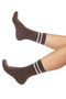 Bamboo Unisex Tennis College Striped Premium Brown Seamless Socks 3 Pack - 4