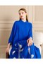 Women's Blue Leafy Print Detail Overseize Loose Shirt Dress - 6