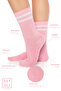 Bamboo Unisex Tennis College Striped Premium Pink Color Seamless Socks 3-Pack - 2