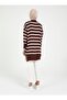 Long Striped Slit Knitwear Tunic - Brown - 4