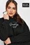 Women's Handwritten Brooklyn Printed Large Size Slim Crew Neck Swatshirt Spr25Bswk59 - 3
