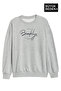 Women's Handwritten Brooklyn Printed Large Size Slim Crew Neck Swatshirt Spr25Bswk59