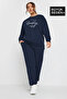 Women's Handwritten Brooklyn Printed Large Size Slim Crew Neck Swatshirt Spr25Bswk59