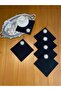 6 Pieces Black Gardenia Linen Square Cocktail Presentation Napkins with Pearls - 2