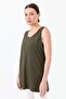Women's Strappy Combed Cotton T-shirt Khaki - 7