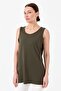 Women's Strappy Combed Cotton T-shirt Khaki - 6