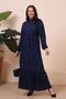 Hijab Dress Summer Women's Hijab Clothing Large Size Pleated Dress Blue - 5