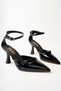 Women's Black Buckle Ankle Detailed Elegant Thin Heeled Shoes