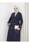 Waist Tie Sleeve Detailed Hijab Trench Coat - 2