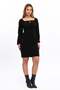 Apsen Women's Black Bodycon Winter Knitted Dress with Collar Tie Detail 4499-95