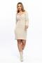 Apsen Women's Beige Bodycon Winter Knit Dress with Collar Tie Detail 4499-95 - 5
