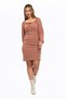 Apsen Women's Pink Bodycon Winter Knitted Dress with Collar Tie Detail 4499-95 - 5