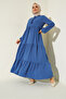 1627 Collar Lace-Up Hijab Dress - C.Cobalt Blue - 3