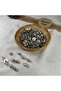 Royal Coat of Arms Embroidered Accent Silver Metallized Plastic Bottom Foot Button - 1.2 cm Diameter (20 Pcs) - 3