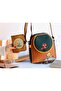 Little Prince Figured Small Messenger Bag Brown and Small Wallet Mustard Combination - 5