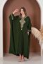 Women's Khaki Authentic Embroidery Detailed Oversize Loose Dress - 4