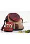 Small Messenger Bag with Cat Love Figure in Burgundy and Small Wallet in Burgundy Combination - 2